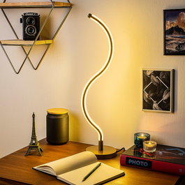 Opviq Yılan - 13277 Lámpara de mesa metálica dorada